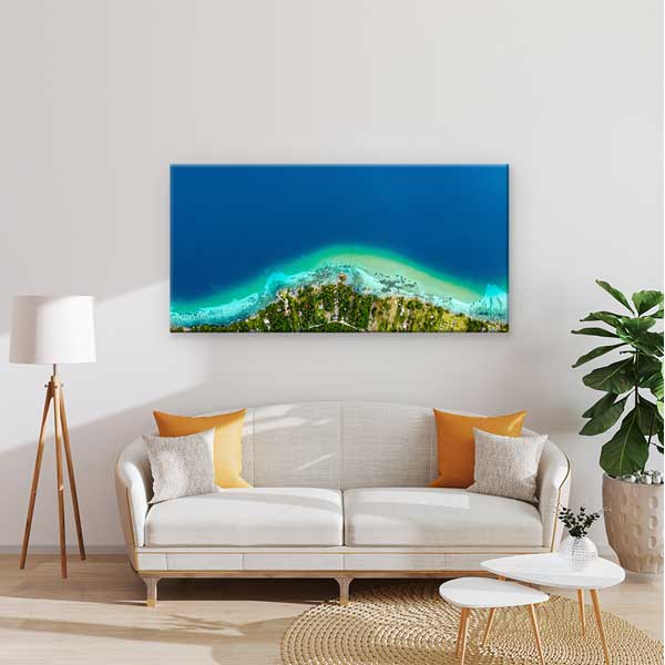 Turkuaz Kıyı ve Derin Mavi Deniz Hava Fotoğrafı Duvar Tablosu – 13757