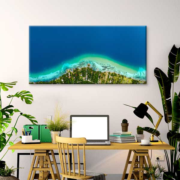 Turkuaz Kıyı ve Derin Mavi Deniz Hava Fotoğrafı Duvar Tablosu – 13757