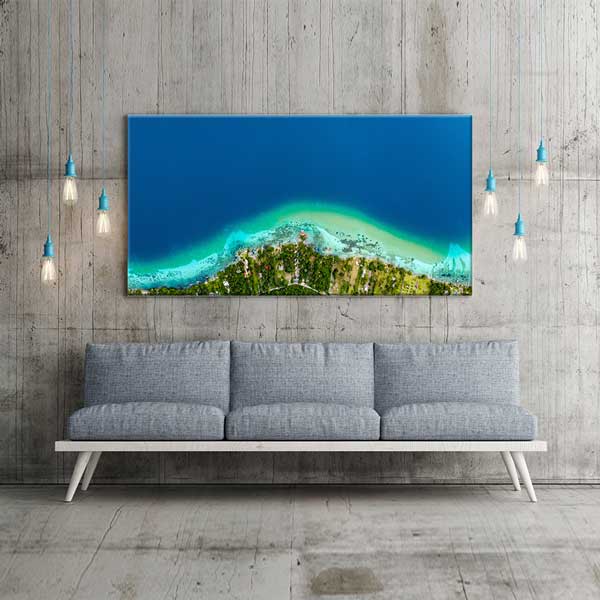 Turkuaz Kıyı ve Derin Mavi Deniz Hava Fotoğrafı Duvar Tablosu – 13757