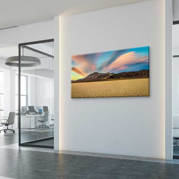 Çatlamış Çöl Zemini ve Dağlar Gün Batımı Duvar Tablosu – 13763