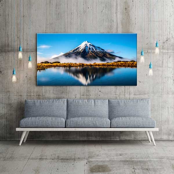 wall-decoration-13765-04 Yansımalı Karlı Dağ Zirvesi Doğa Manzarası Duvar Tablosu – 13765