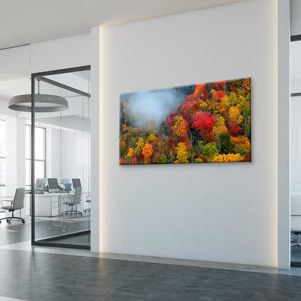 Sisli Sonbahar Ormanı Renkli Doğa Manzarası Duvar Tablosu – 13770