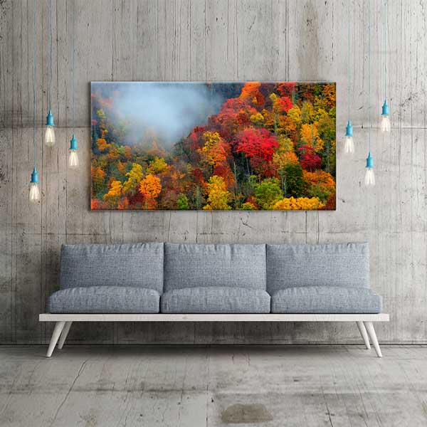 Sisli Sonbahar Ormanı Renkli Doğa Manzarası Duvar Tablosu – 13770