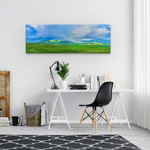 Yeşil Ova Doğa Panoramik Manzara Kanvas Tablo 13789