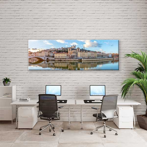 Lyon Nehir Kıyısı Panoramik Kanvas Tablo 13905