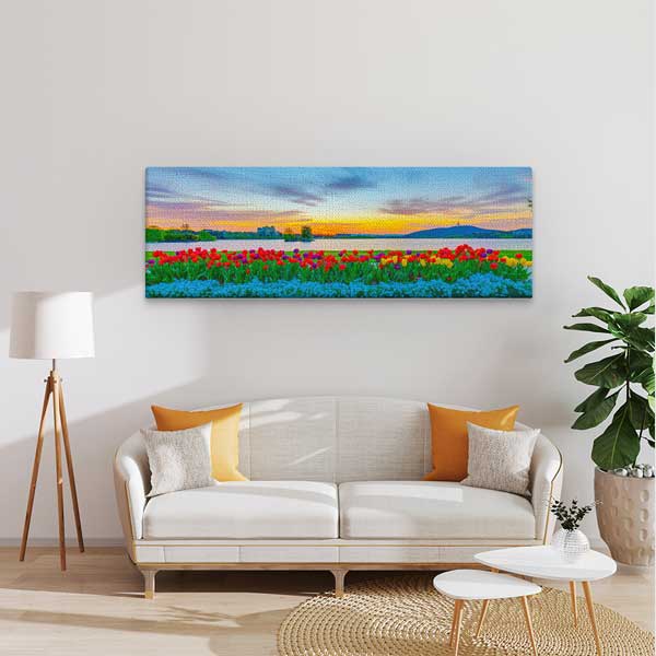 Gün Batımı ve Çiçek Tarlası Fotoğraf Sanatı Kanvas Tablo 13916