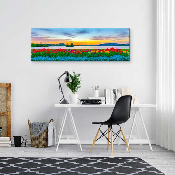 Gün Batımı ve Çiçek Tarlası Fotoğraf Sanatı Kanvas Tablo 13916