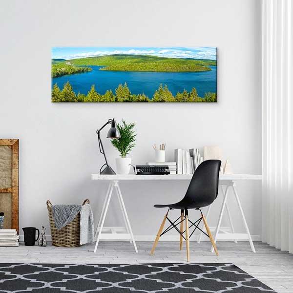 wall-decoration-13920-02 Yeşil Ormanlar Arasında Mavi Göl Panoramik Doğa Manzarası Duvar Tablosu 13920
