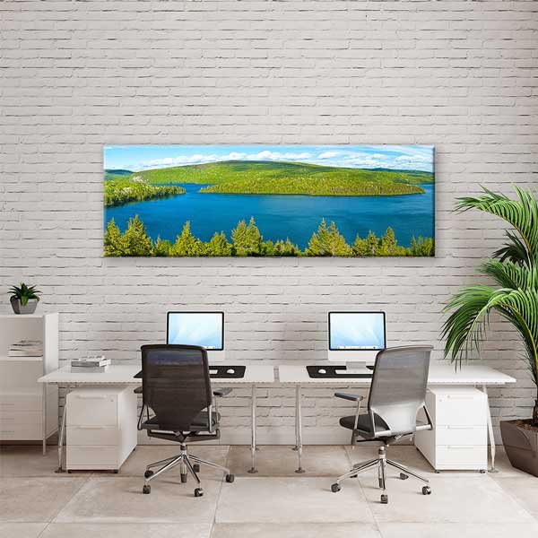 wall-decoration-13920-03 Yeşil Ormanlar Arasında Mavi Göl Panoramik Doğa Manzarası Duvar Tablosu 13920