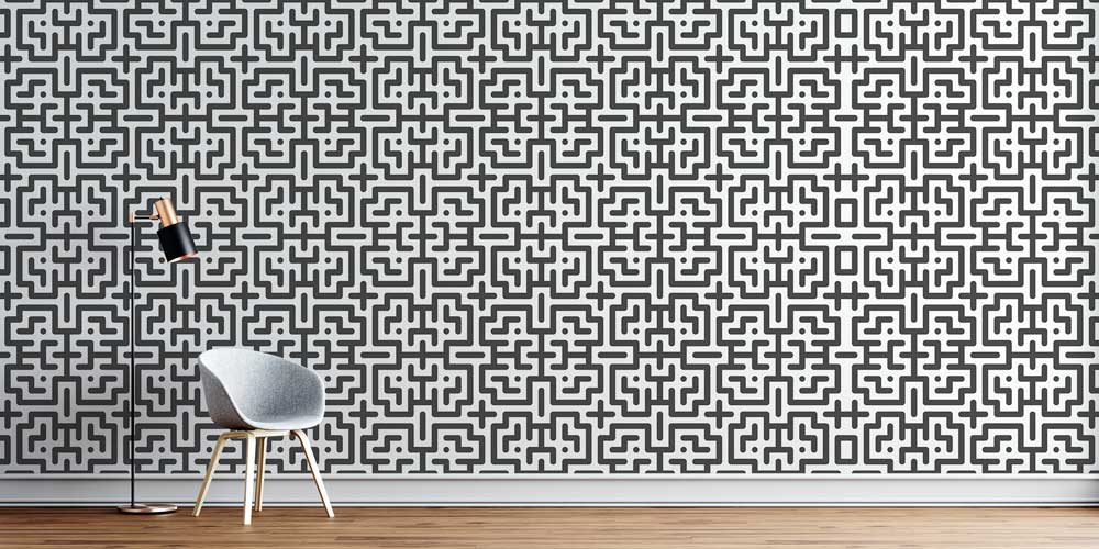 Labirent Desenli Geometrik Duvar Kağıdı 7436