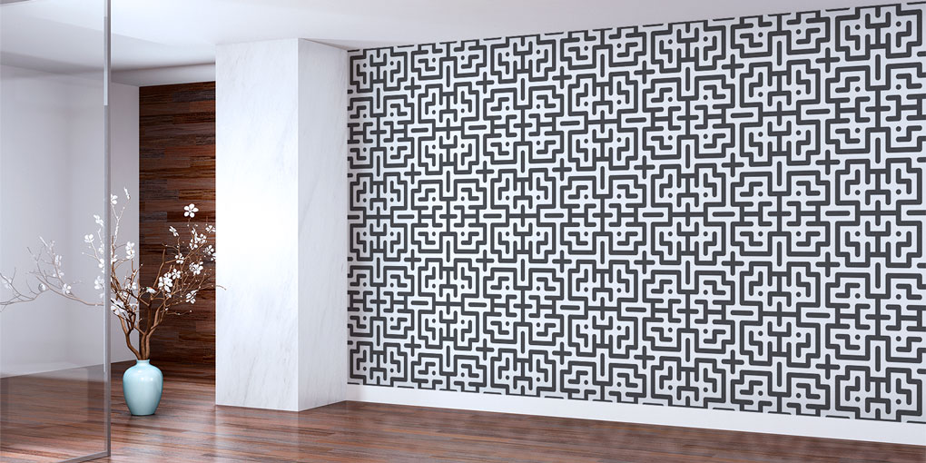Labirent Desenli Geometrik Duvar Kağıdı 7436