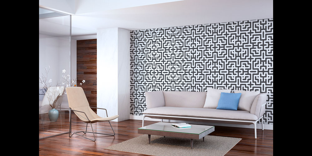 Labirent Desenli Geometrik Duvar Kağıdı 7436