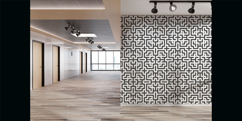 Labirent Desenli Geometrik Duvar Kağıdı 7436