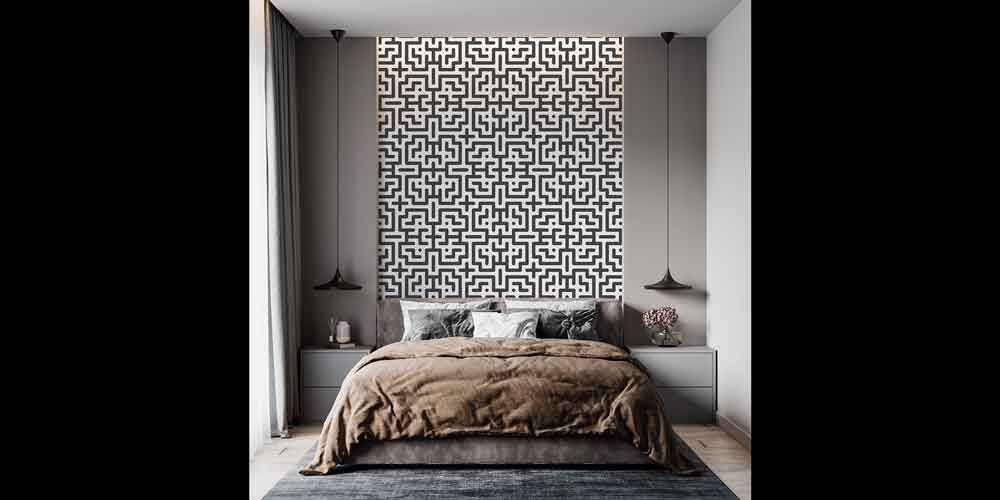 Labirent Desenli Geometrik Duvar Kağıdı 7436