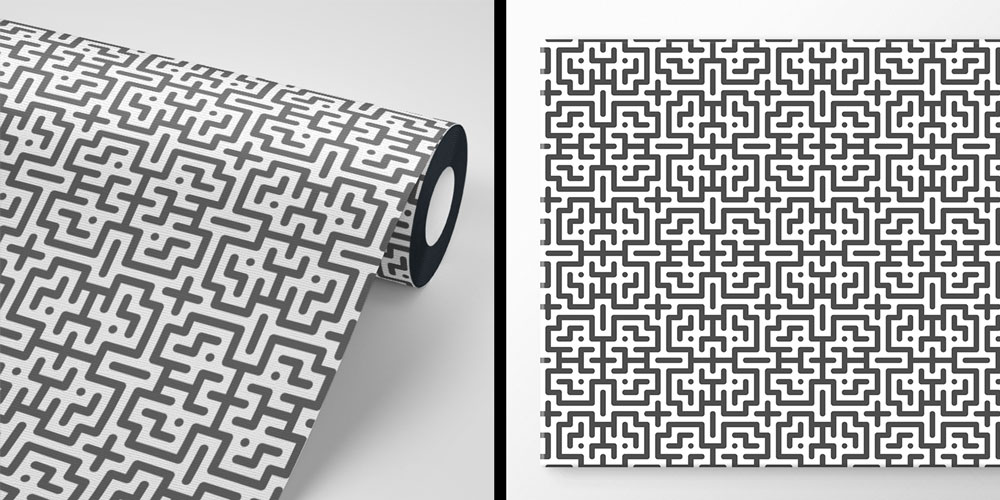 Labirent Desenli Geometrik Duvar Kağıdı 7436