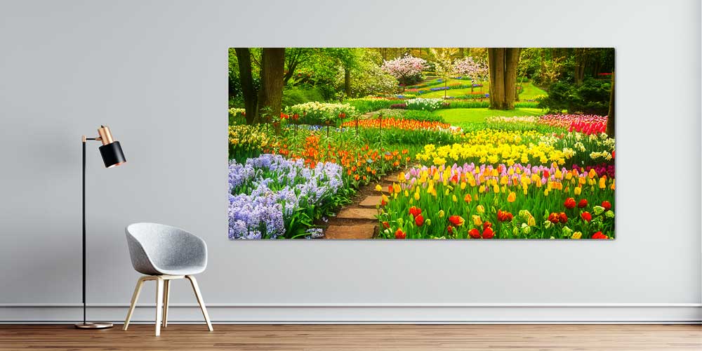 Renkli Lale Bahçesi Çiçek Yolu Panoramik Büyük Ebat Duvar Dekoru 14220