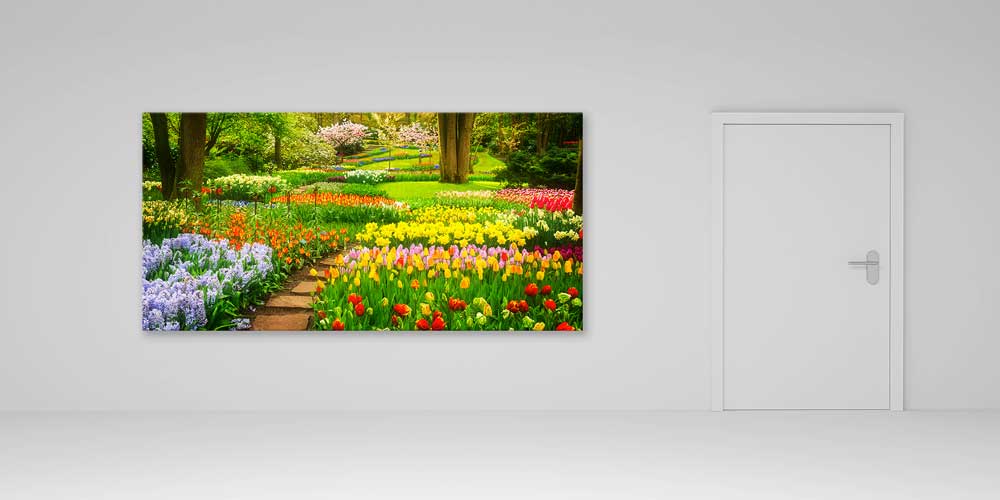Renkli Lale Bahçesi Çiçek Yolu Panoramik Büyük Ebat Duvar Dekoru 14220