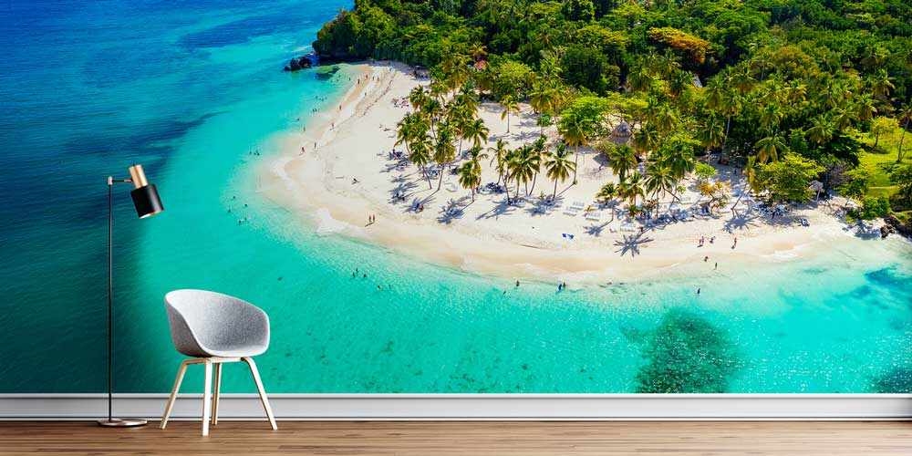 wall-decoration-design-12840-00 Tropik Sahil ve Turkuaz Deniz Duvar Kağıdı 12840