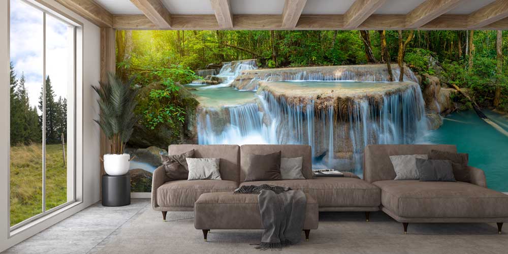 Turuncu ve kahverengi tonlarının akışkan dokulu soyut çizgilerle işlendiği modern sanat duvar kağıdı. 12843