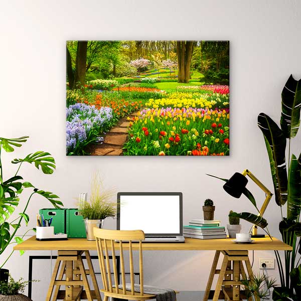 Rengarenk Çiçek Bahçesi ve Doğa Yolu Manzarası Duvar Tablosu 13402