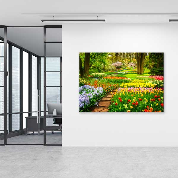 Rengarenk Çiçek Bahçesi ve Doğa Yolu Manzarası Duvar Tablosu 13402