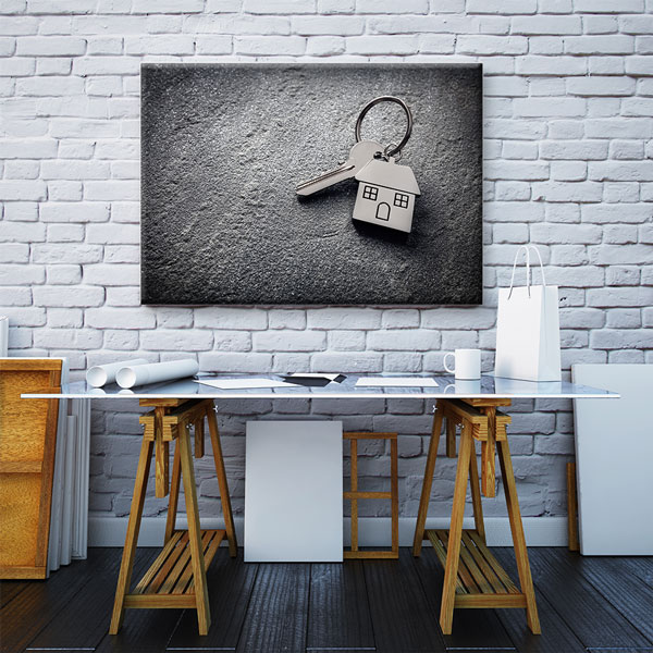 Anahtar ve Ev Sembolü Tasarımlı Kanvas Tablo – 5526