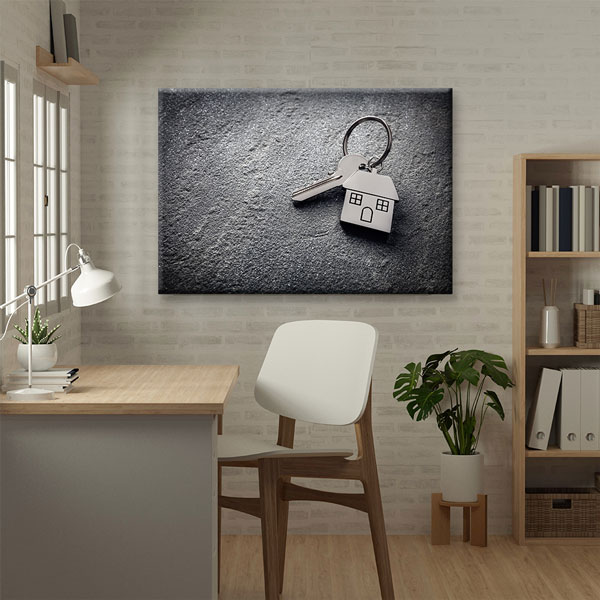 Anahtar ve Ev Sembolü Tasarımlı Kanvas Tablo – 5526