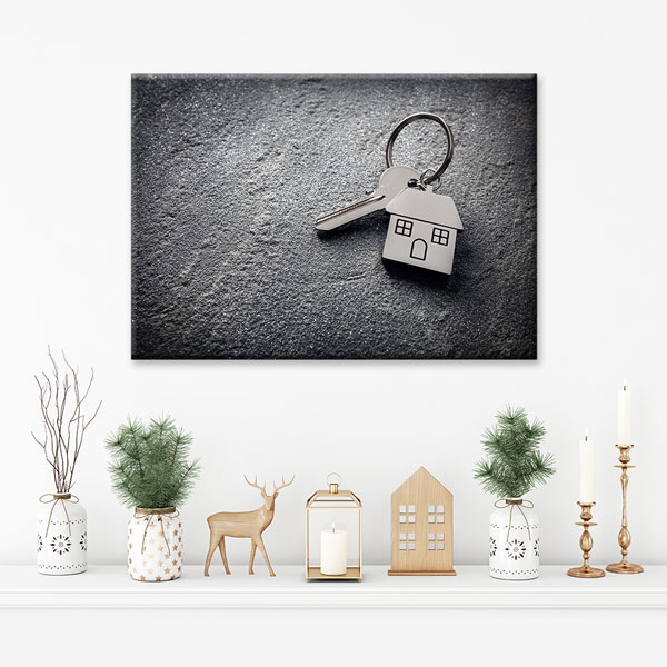 Anahtar ve Ev Sembolü Tasarımlı Kanvas Tablo – 5526