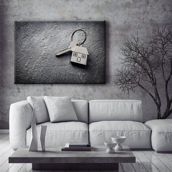 Anahtar ve Ev Sembolü Tasarımlı Kanvas Tablo – 5526