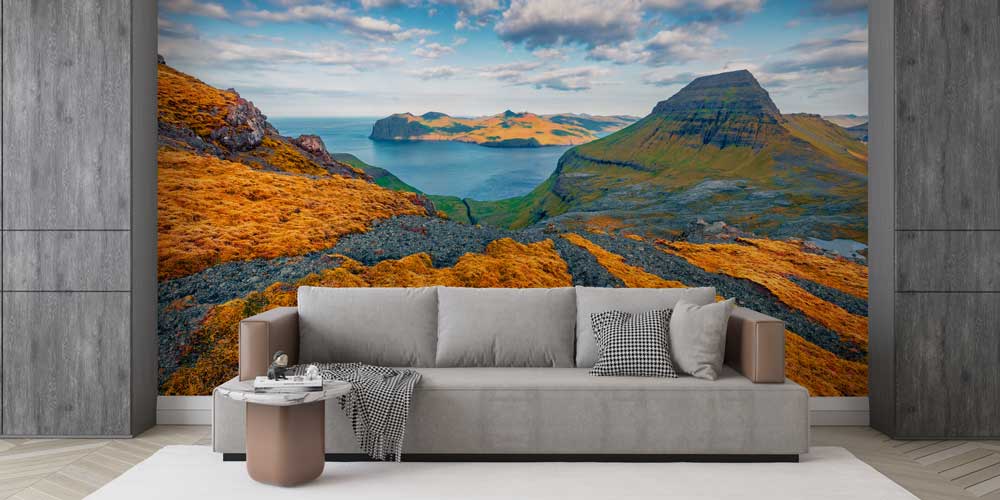 Faroe Adaları Dağ ve Okyanus Manzarası Duvar Kağıdı 13140