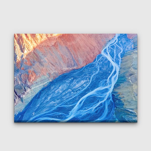 Soyut Nehir ve Dağ Dokusu Havadan Görünüm Kanvas Tablo 13347