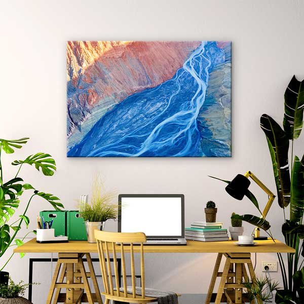 Soyut Nehir ve Dağ Dokusu Havadan Görünüm Kanvas Tablo 13347