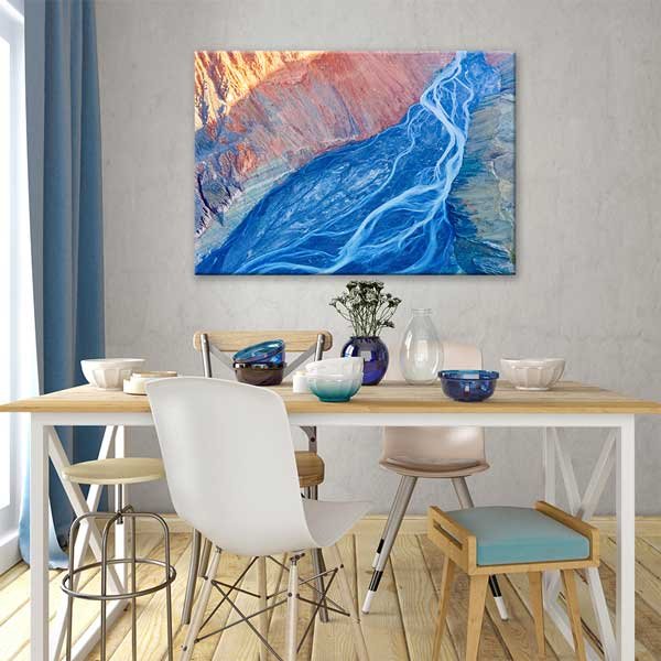 Soyut Nehir ve Dağ Dokusu Havadan Görünüm Kanvas Tablo 13347