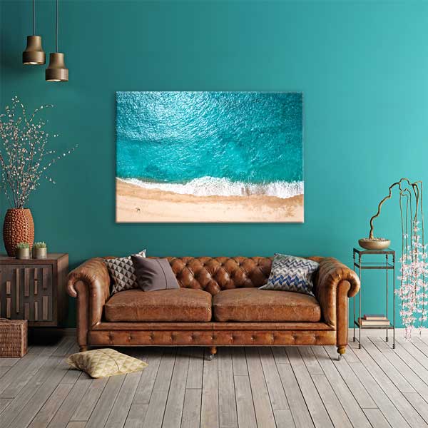 Havadan Çekim Turkuaz Sahil ve Kumsal Kanvas Tablo 13351