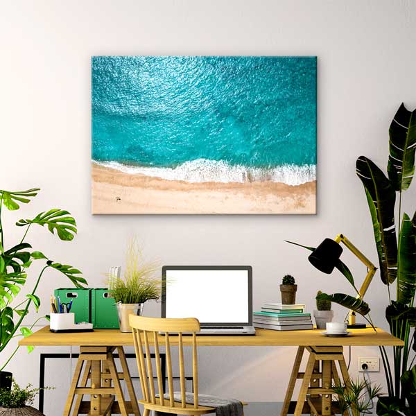 Havadan Çekim Turkuaz Sahil ve Kumsal Kanvas Tablo 13351