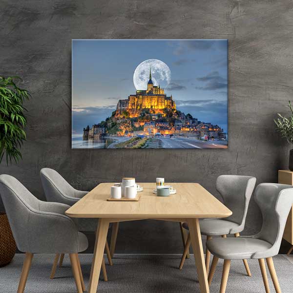 wall-design-art-13363-03 Mont Saint Michel Ay Doğumu Kanvas Tablo 13363