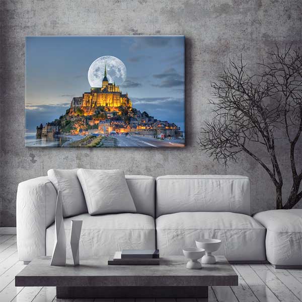 wall-design-art-13363-05 Mont Saint Michel Ay Doğumu Kanvas Tablo 13363