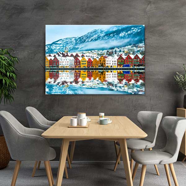 Renkli Norveç Kıyısı Manzarası Duvar Tablosu 13387