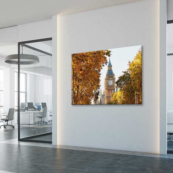 Londra Big Ben ve Sonbahar Ağaçları Manzarası Duvar Tablosu 13400