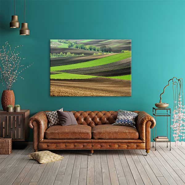 wall-design-art-13409-01 Yeşil Tarım Arazileri ve Kavisli Arazi Deseni Manzarası Duvar Tablosu 13409