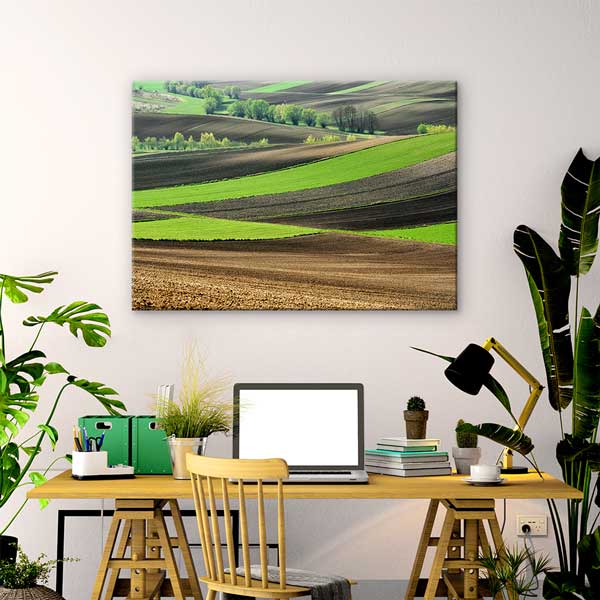 wall-design-art-13409-02 Yeşil Tarım Arazileri ve Kavisli Arazi Deseni Manzarası Duvar Tablosu 13409