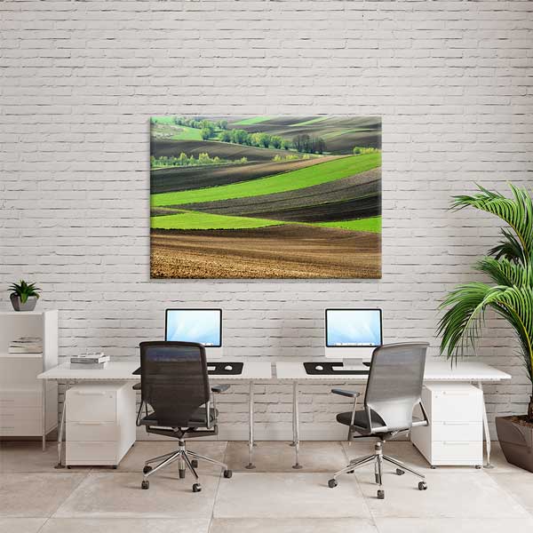 wall-design-art-13409-04 Yeşil Tarım Arazileri ve Kavisli Arazi Deseni Manzarası Duvar Tablosu 13409