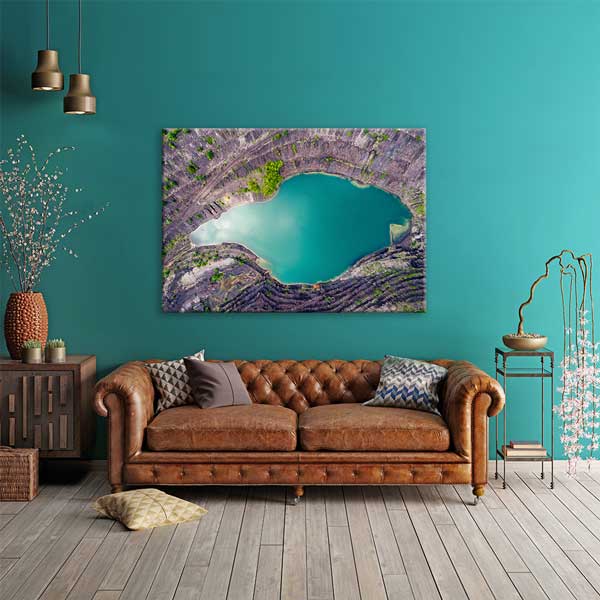 Gökyüzünden Mavi Göl Manzarası Kanvas Tablo 13417