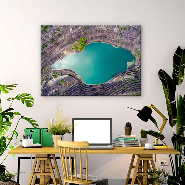 Gökyüzünden Mavi Göl Manzarası Kanvas Tablo 13417