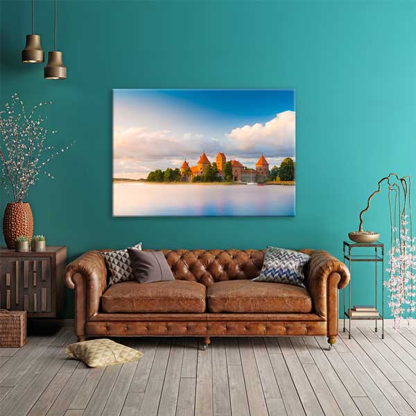 Trakai Kalesi Sessiz Göl Manzarası Kanvas Tablo 13423