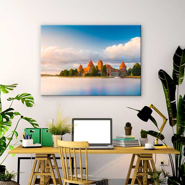 Trakai Kalesi Sessiz Göl Manzarası Kanvas Tablo 13423