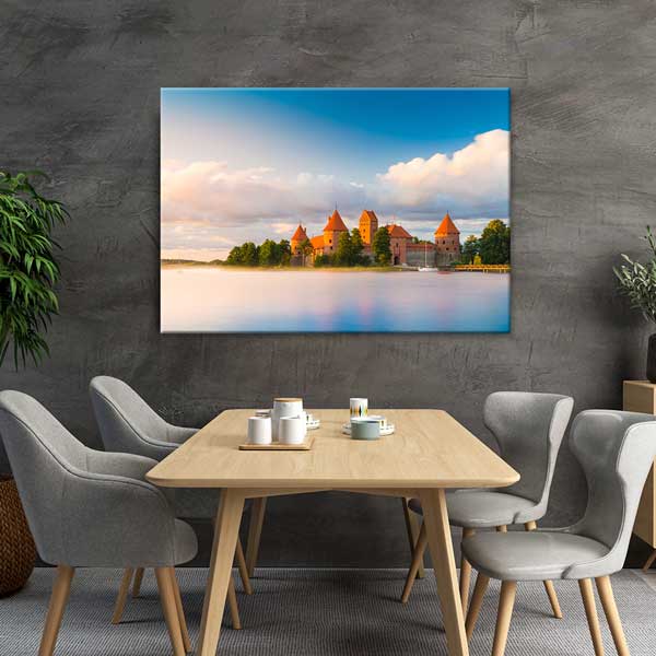 Trakai Kalesi Sessiz Göl Manzarası Kanvas Tablo 13423