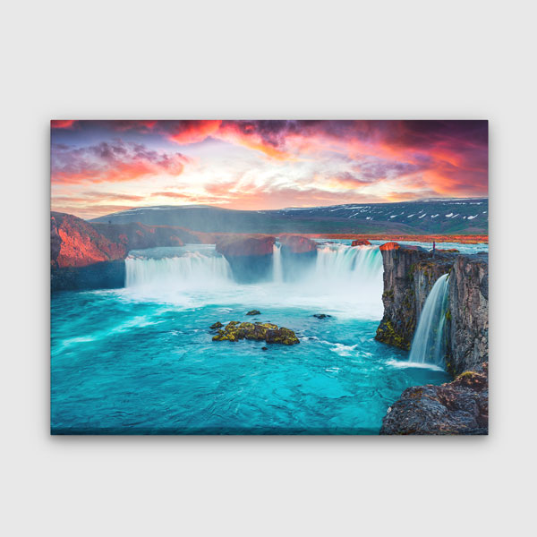 Güçlü Şelale & Gün Batımı Kanvas Tablo 13445