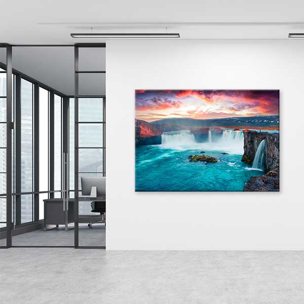 Güçlü Şelale & Gün Batımı Kanvas Tablo 13445
