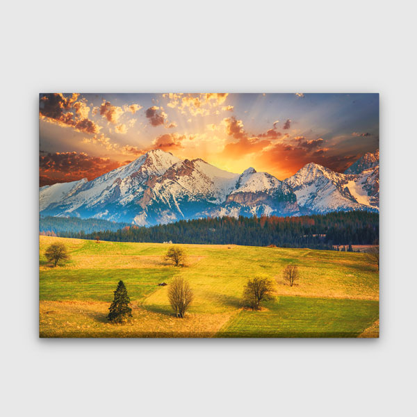 Alp Dağları Gün Batımı Kar Manzarası Kanvas Tablo 13467